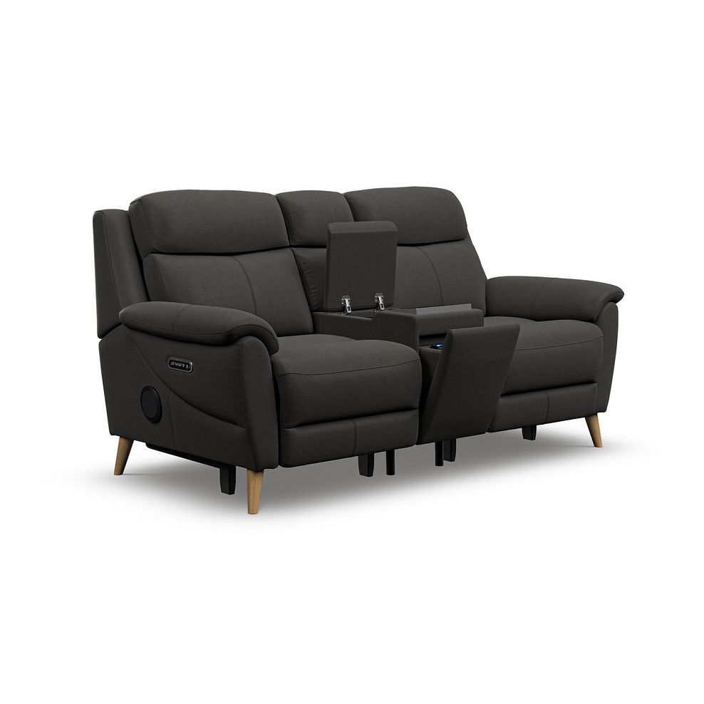 Brunel 2 Seater Recliner Sofa, Smart Screen & Speakers in Storm Leather 2