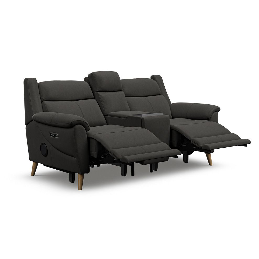 Brunel 2 Seater Recliner Sofa, Smart Screen & Speakers in Storm Leather 5