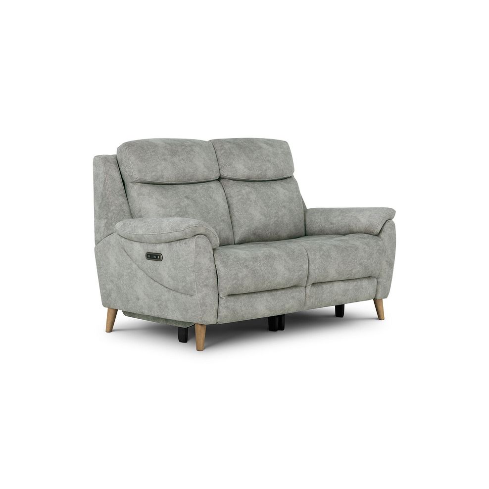 Brunel 2 Seater Electric Recliner Sofa in Marble Silver Fabric 1