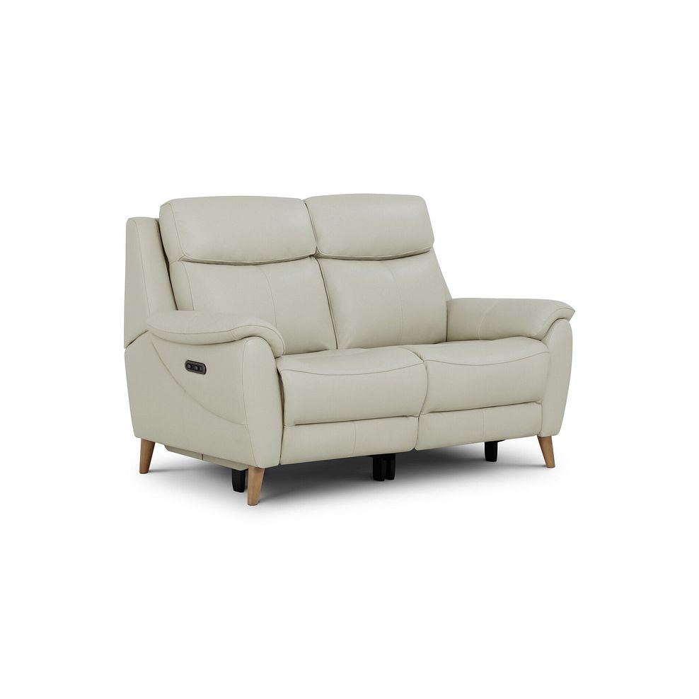 Brunel 2 Seater Recliner Sofa with Adjustable Power Headrest and Lumbar Support in Bone China Leather 1