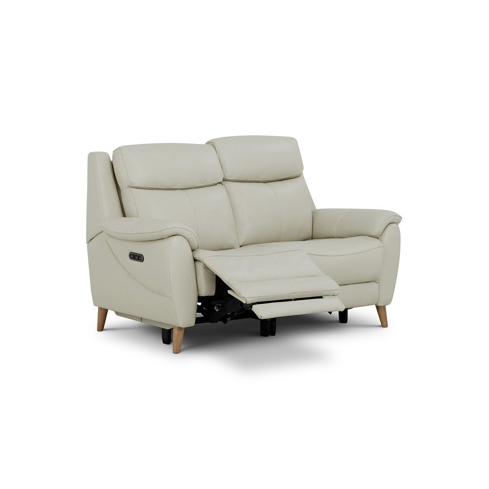 Brunel 2 Seater Recliner Sofa with Adjustable Power Headrest and Lumbar Support in Bone China Leather 2