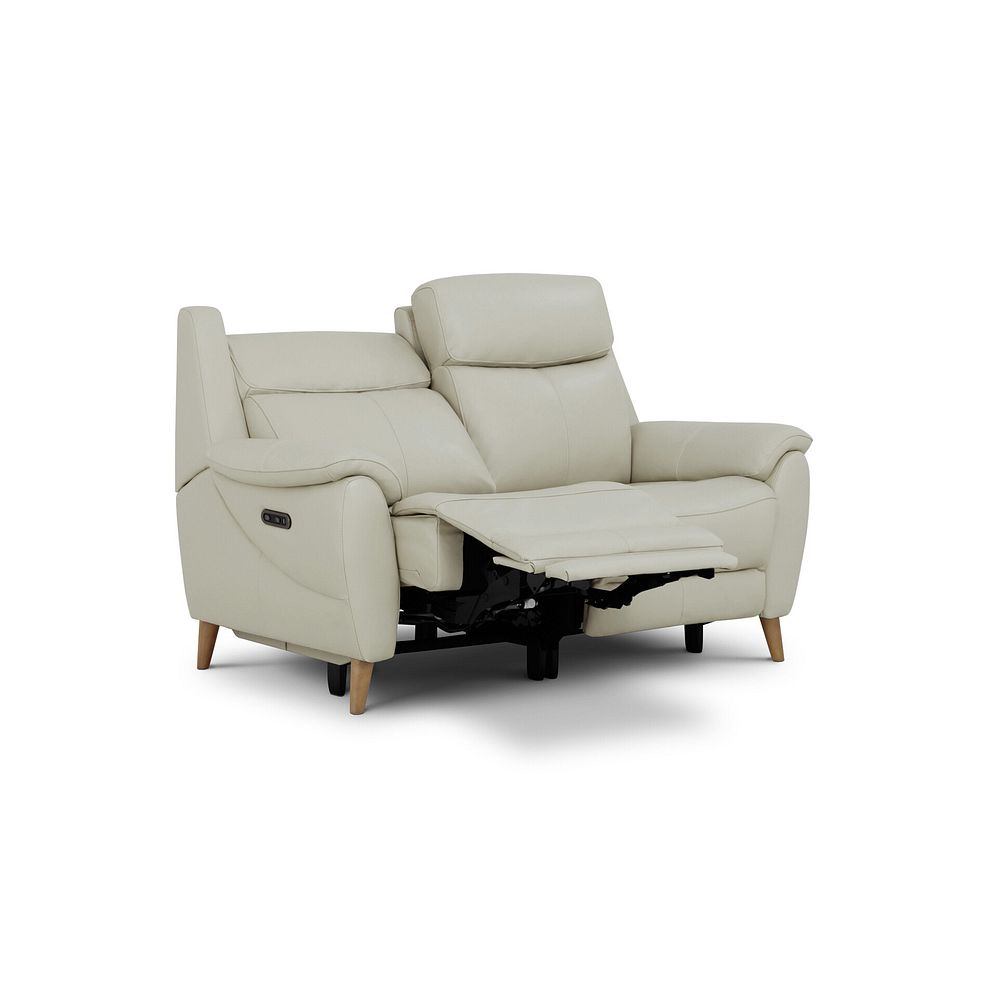 Brunel 2 Seater Recliner Sofa with Adjustable Power Headrest and Lumbar Support in Bone China Leather 3