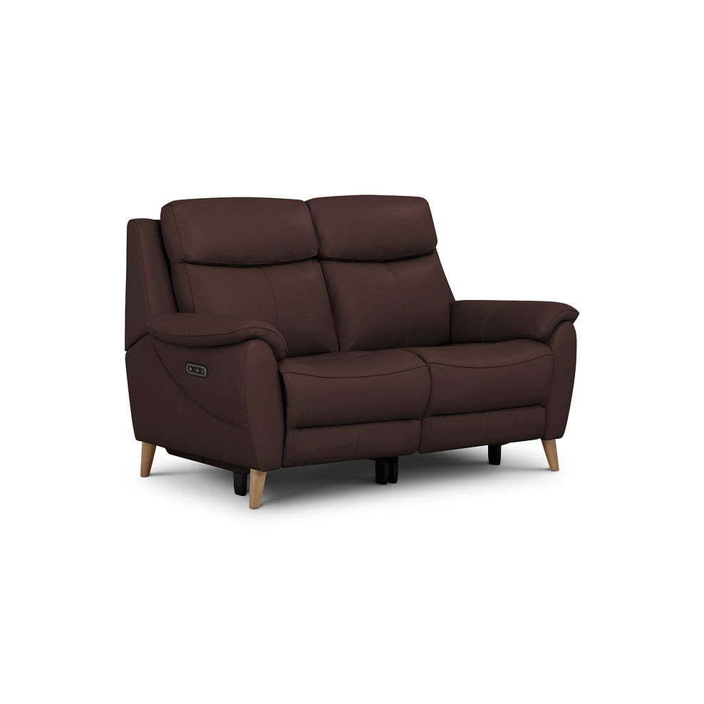 Brunel 2 Seater Recliner Sofa with Adjustable Power Headrest and Lumbar Support in Chestnut Leather 1