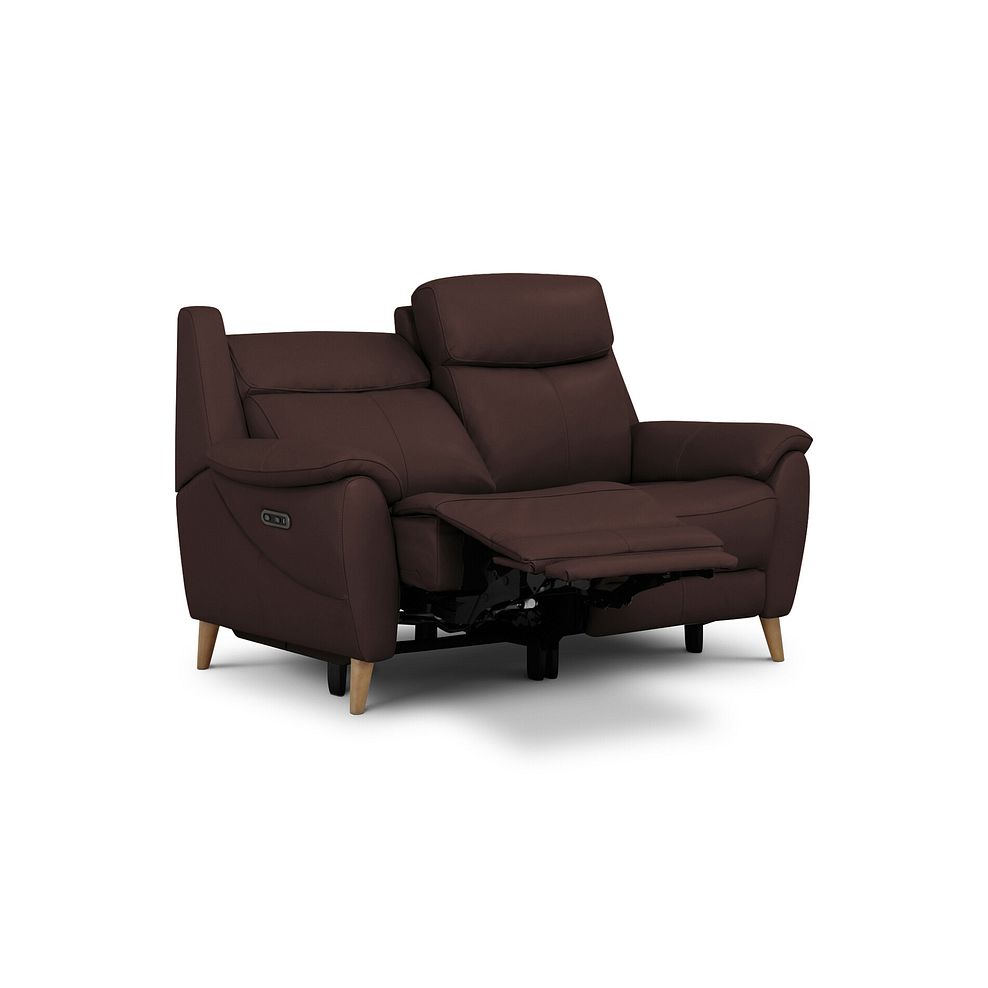 Brunel 2 Seater Recliner Sofa with Adjustable Power Headrest and Lumbar Support in Chestnut Leather 3