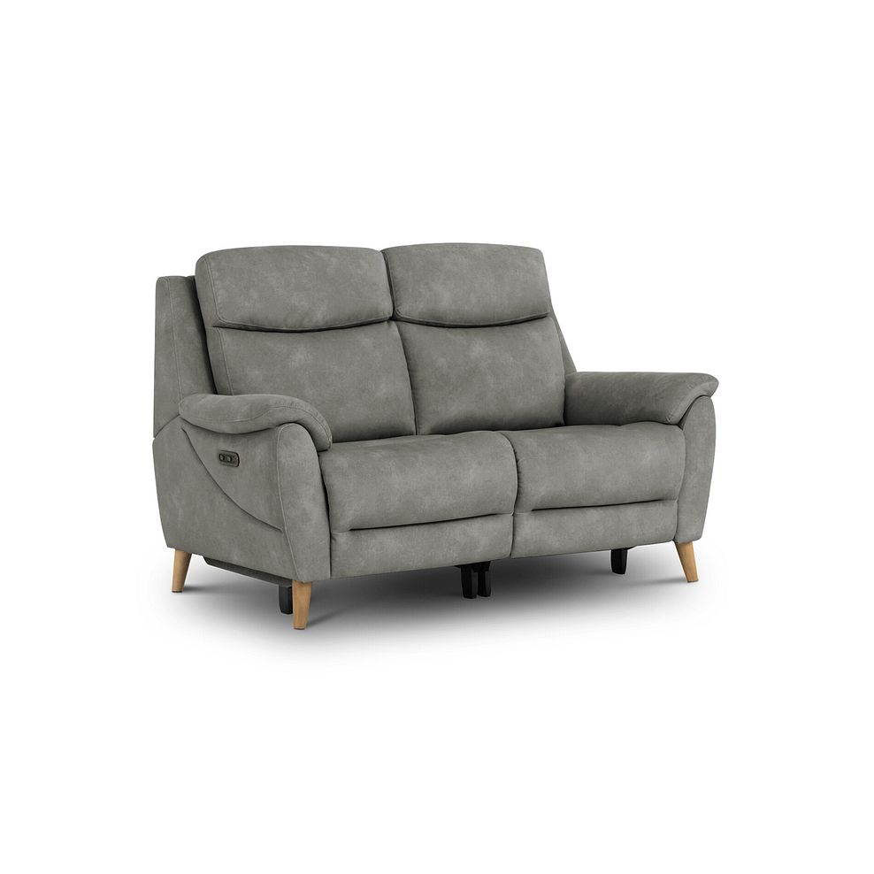 Brunel 2 Seater Recliner Sofa with Adjustable Power Headrest and Lumbar Support in Dexter Stone Fabric 4