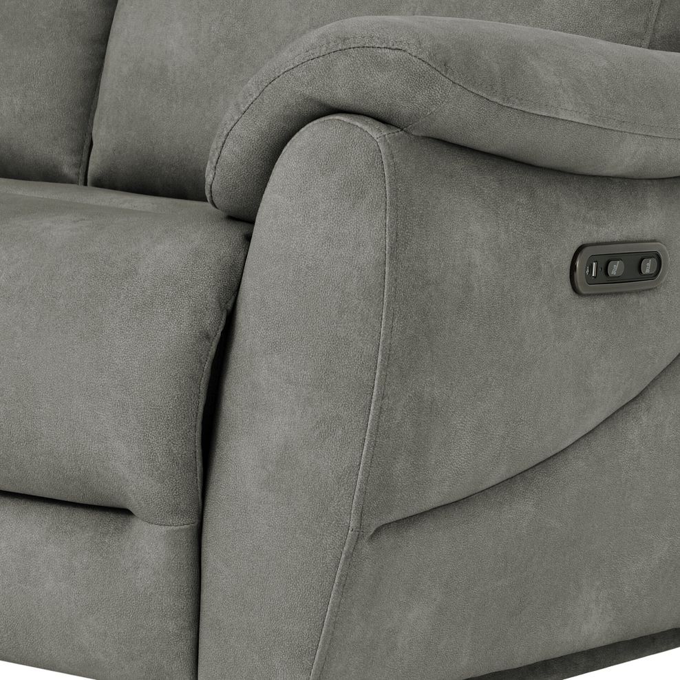 Brunel 2 Seater Recliner Sofa with Adjustable Power Headrest and Lumbar Support in Dexter Stone Fabric 12