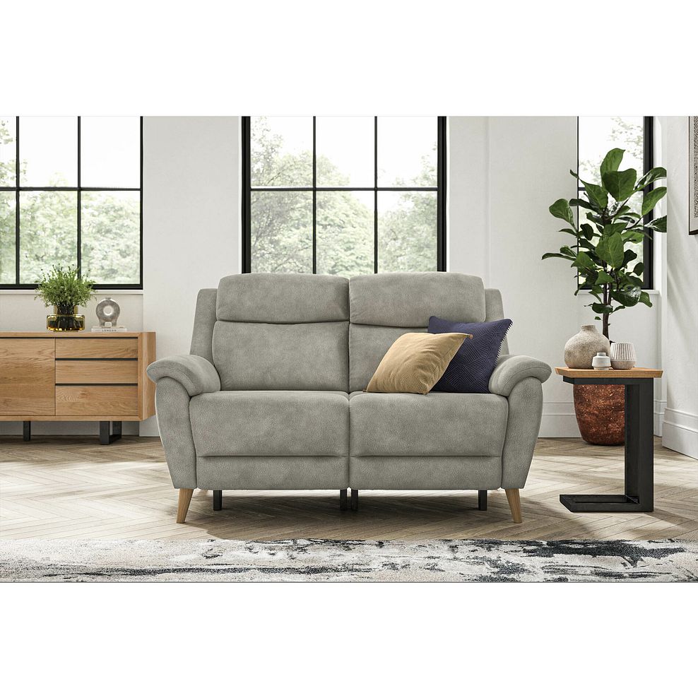 Brunel 2 Seater Recliner Sofa with Adjustable Power Headrest and Lumbar Support in Dexter Stone Fabric 3