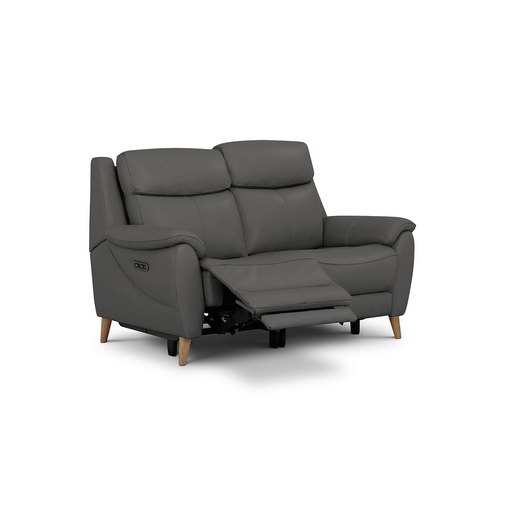 Brunel 2 Seater Recliner Sofa with Adjustable Power Headrest and Lumbar Support in Elephant Grey Leather 2