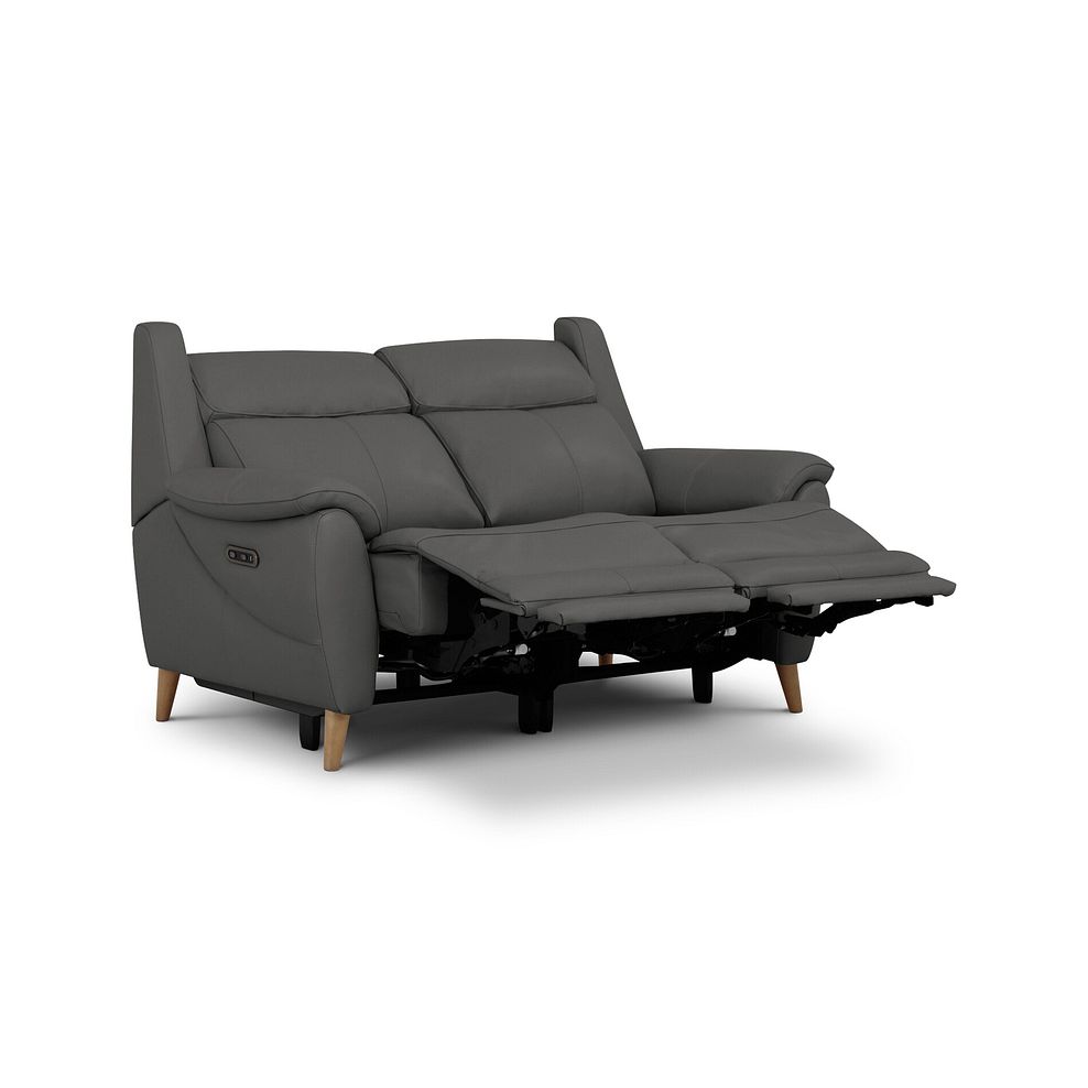 Brunel 2 Seater Recliner Sofa with Adjustable Power Headrest and Lumbar Support in Elephant Grey Leather 4