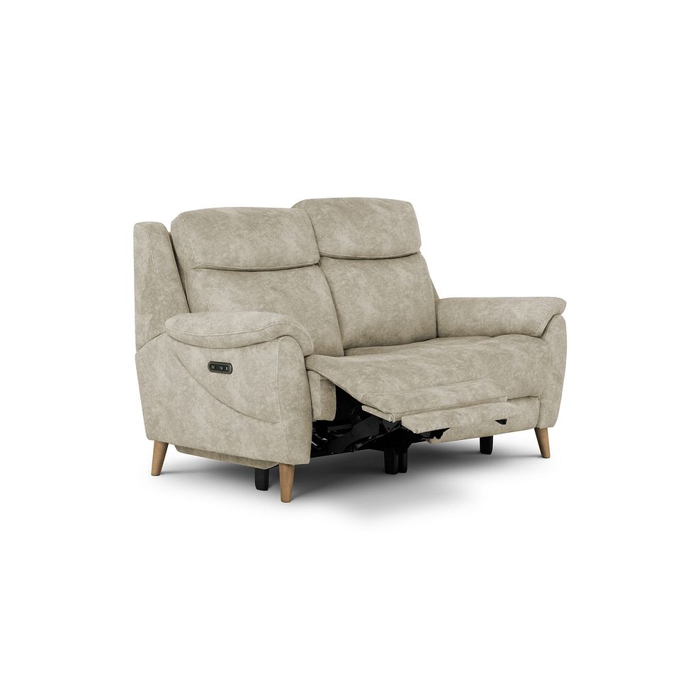 Brunel 2 Seater Recliner Sofa with Adjustable Power Headrest and Lumbar Support in Marble Cream Fabric 2
