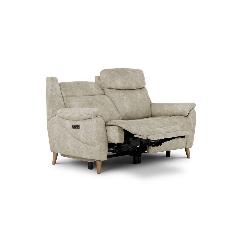 Brunel 2 Seater Recliner Sofa with Adjustable Power Headrest and Lumbar Support in Marble Cream Fabric 3