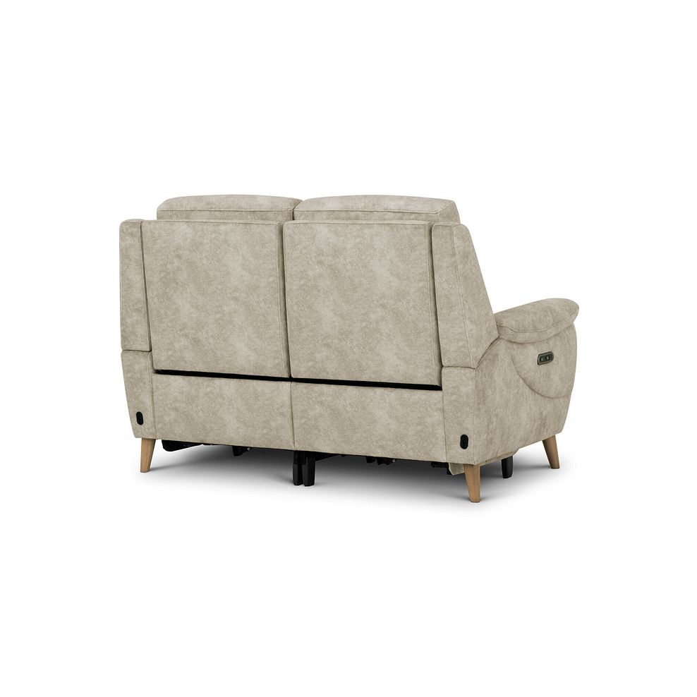 Brunel 2 Seater Recliner Sofa with Adjustable Power Headrest and Lumbar Support in Marble Cream Fabric 6
