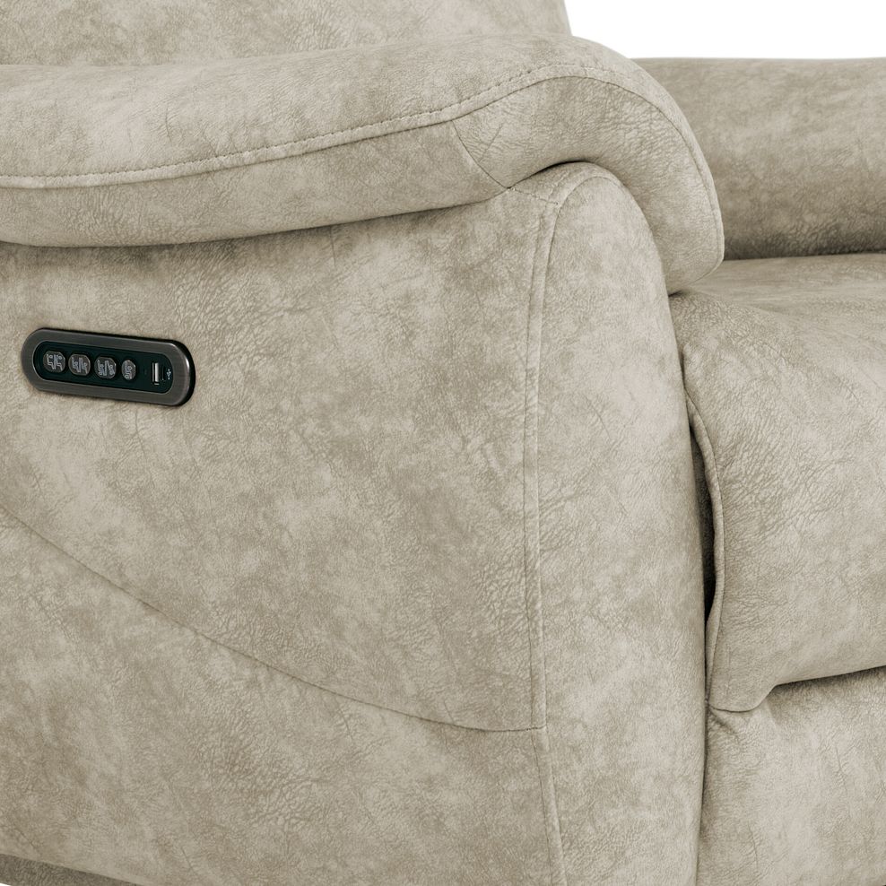 Brunel 2 Seater Recliner Sofa with Adjustable Power Headrest and Lumbar Support in Marble Cream Fabric 9