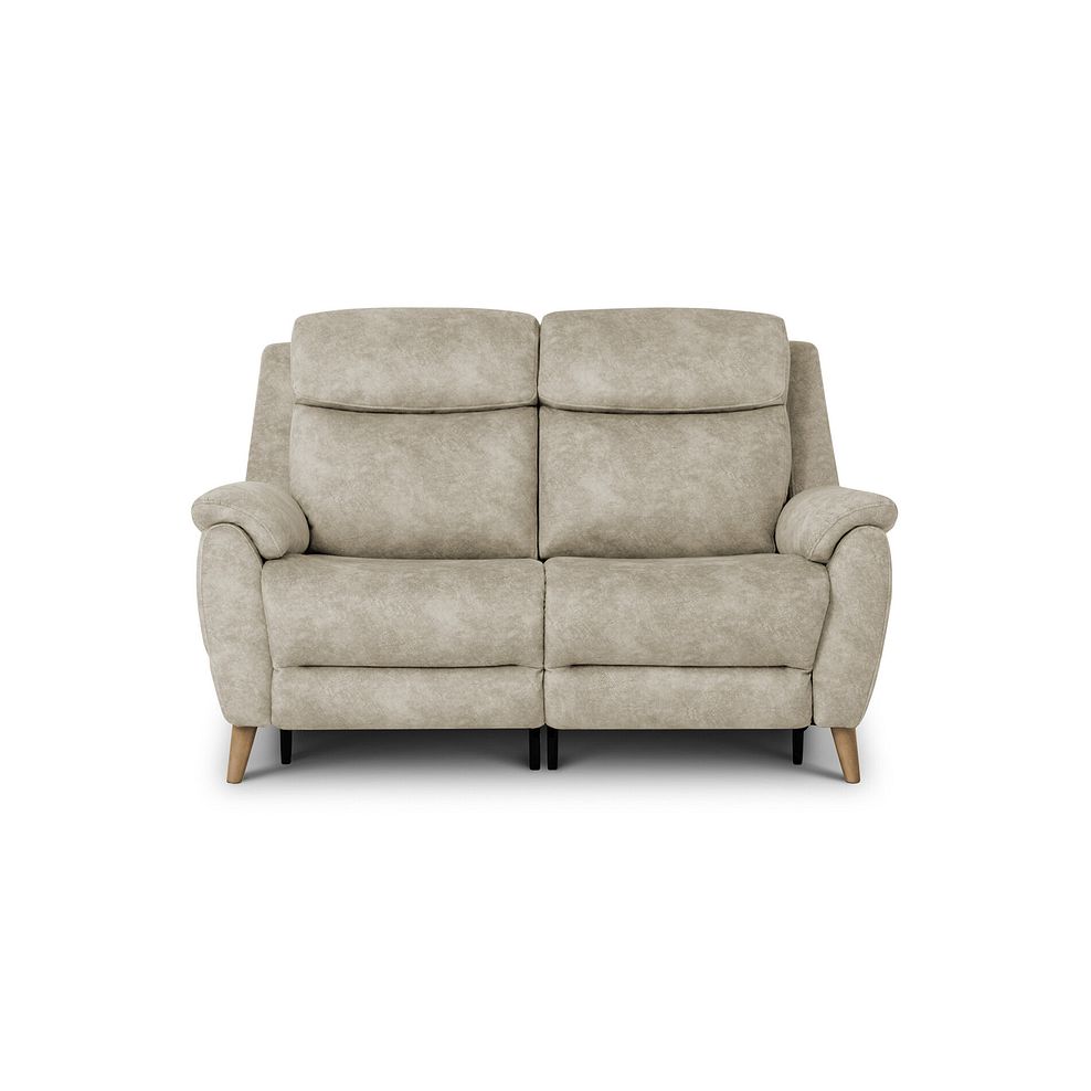Brunel 2 Seater Recliner Sofa with Adjustable Power Headrest and Lumbar Support in Marble Cream Fabric 5