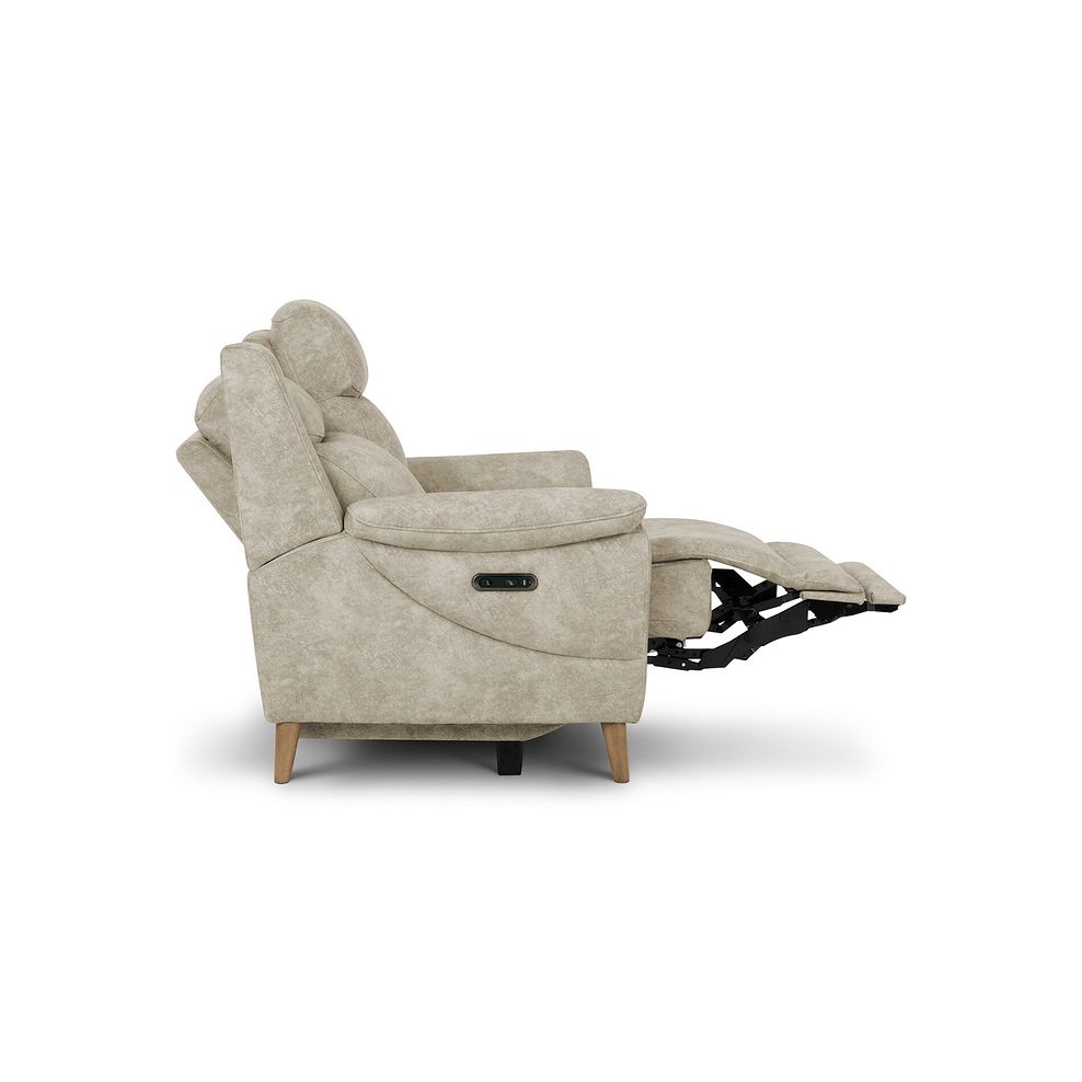 Brunel 2 Seater Recliner Sofa with Adjustable Power Headrest and Lumbar Support in Marble Cream Fabric 8