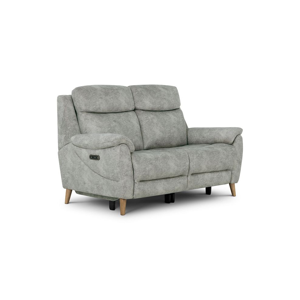 Brunel 2 Seater Recliner Sofa with Adjustable Power Headrest and Lumbar Support in Marble Silver Fabric 1