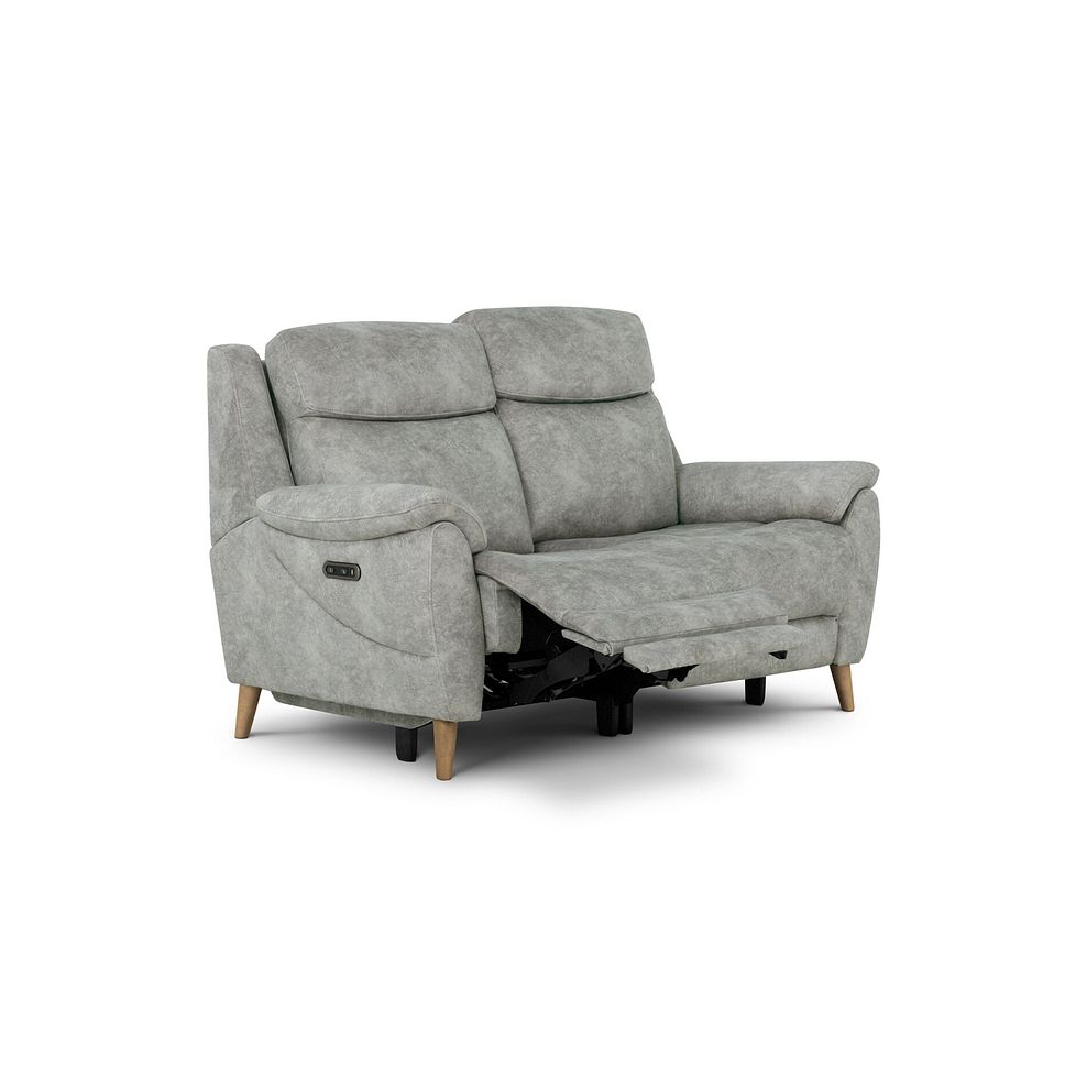 Brunel 2 Seater Recliner Sofa with Adjustable Power Headrest and Lumbar Support in Marble Silver Fabric 2