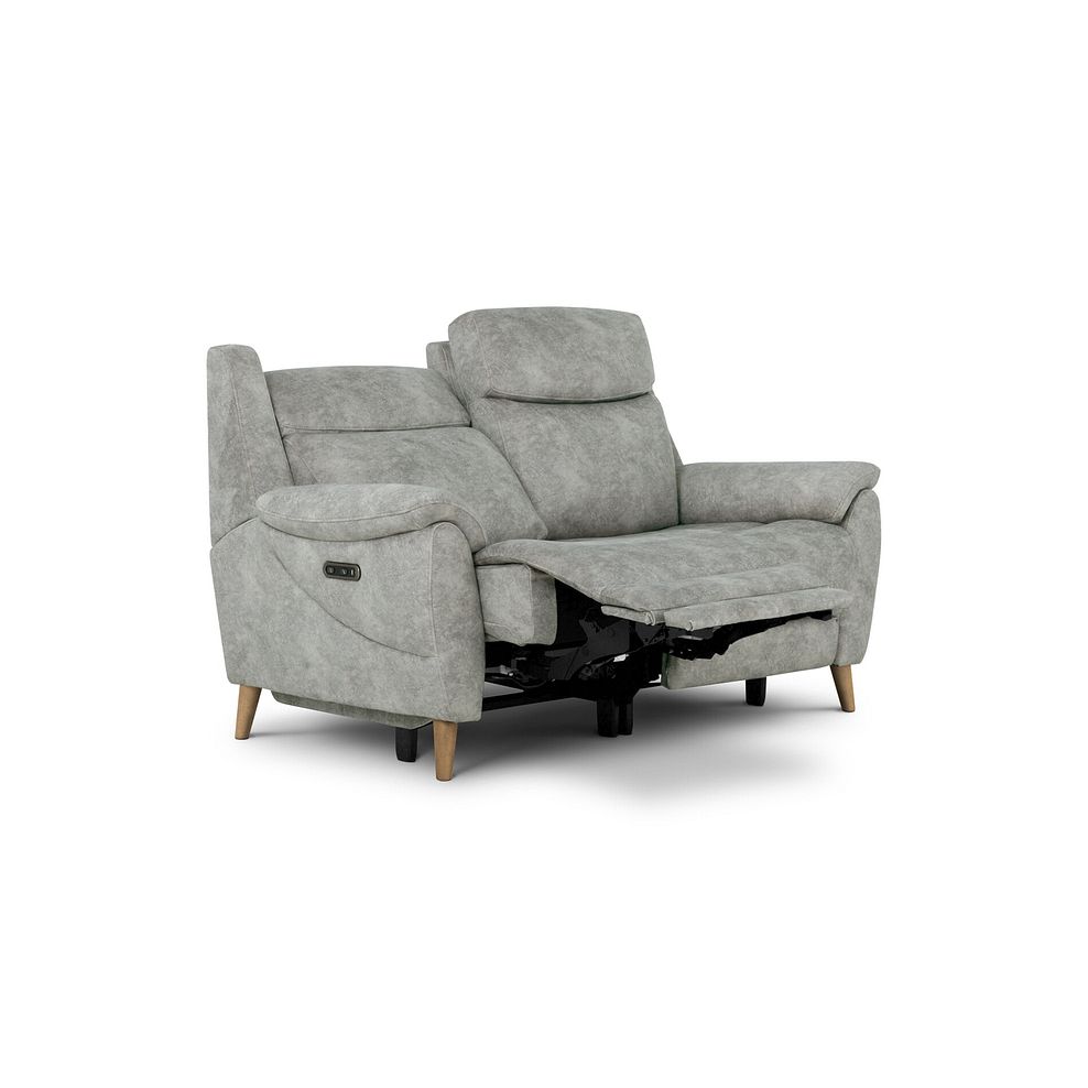 Brunel 2 Seater Recliner Sofa with Adjustable Power Headrest and Lumbar Support in Marble Silver Fabric 3