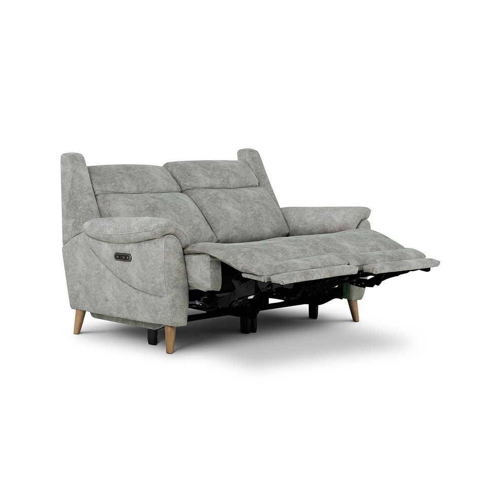 Brunel 2 Seater Recliner Sofa with Adjustable Power Headrest and Lumbar Support in Marble Silver Fabric 4