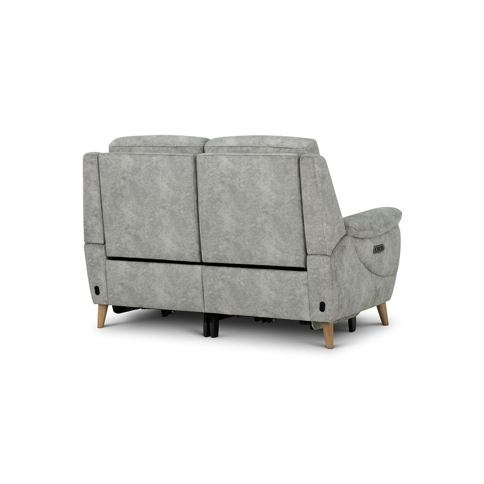 Brunel 2 Seater Recliner Sofa with Adjustable Power Headrest and Lumbar Support in Marble Silver Fabric 8