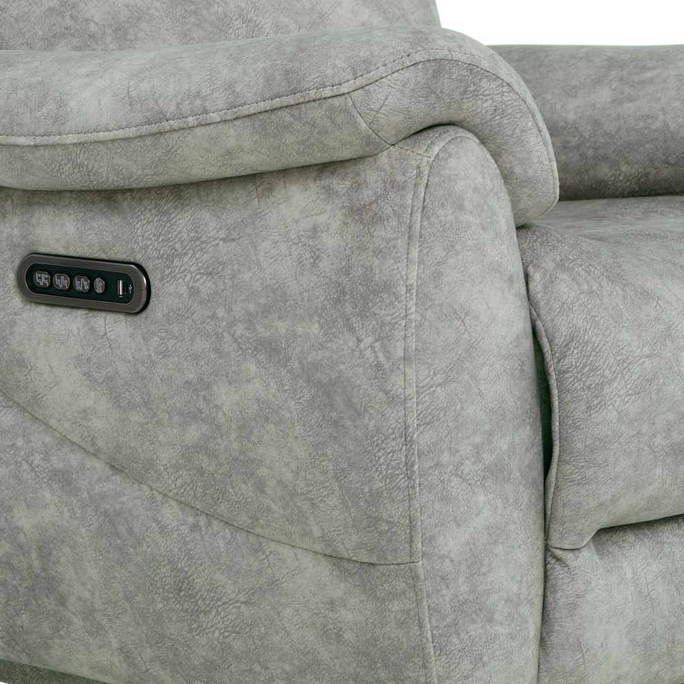 Brunel 2 Seater Recliner Sofa with Adjustable Power Headrest and Lumbar Support in Marble Silver Fabric 9