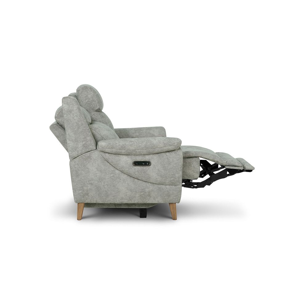 Brunel 2 Seater Recliner Sofa with Adjustable Power Headrest and Lumbar Support in Marble Silver Fabric 7