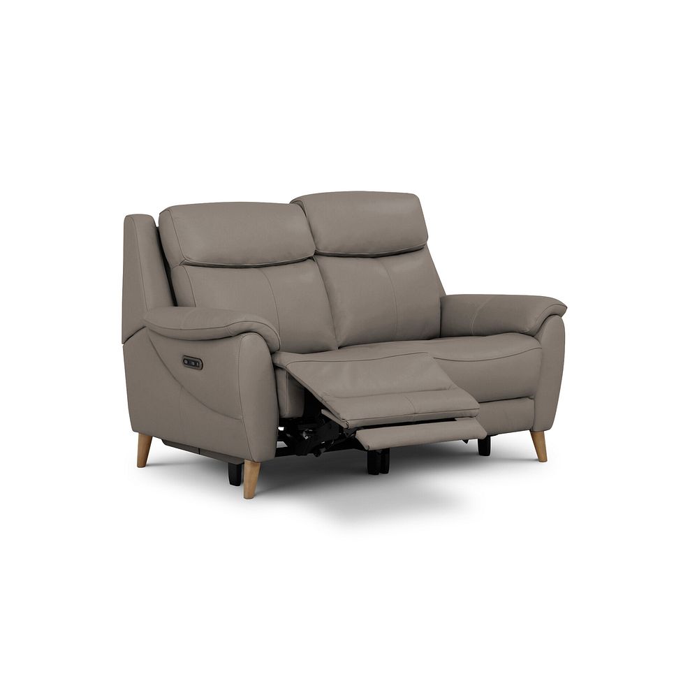 Brunel 2 Seater Recliner Sofa with Adjustable Power Headrest and Lumbar Support in Oyster Leather 2