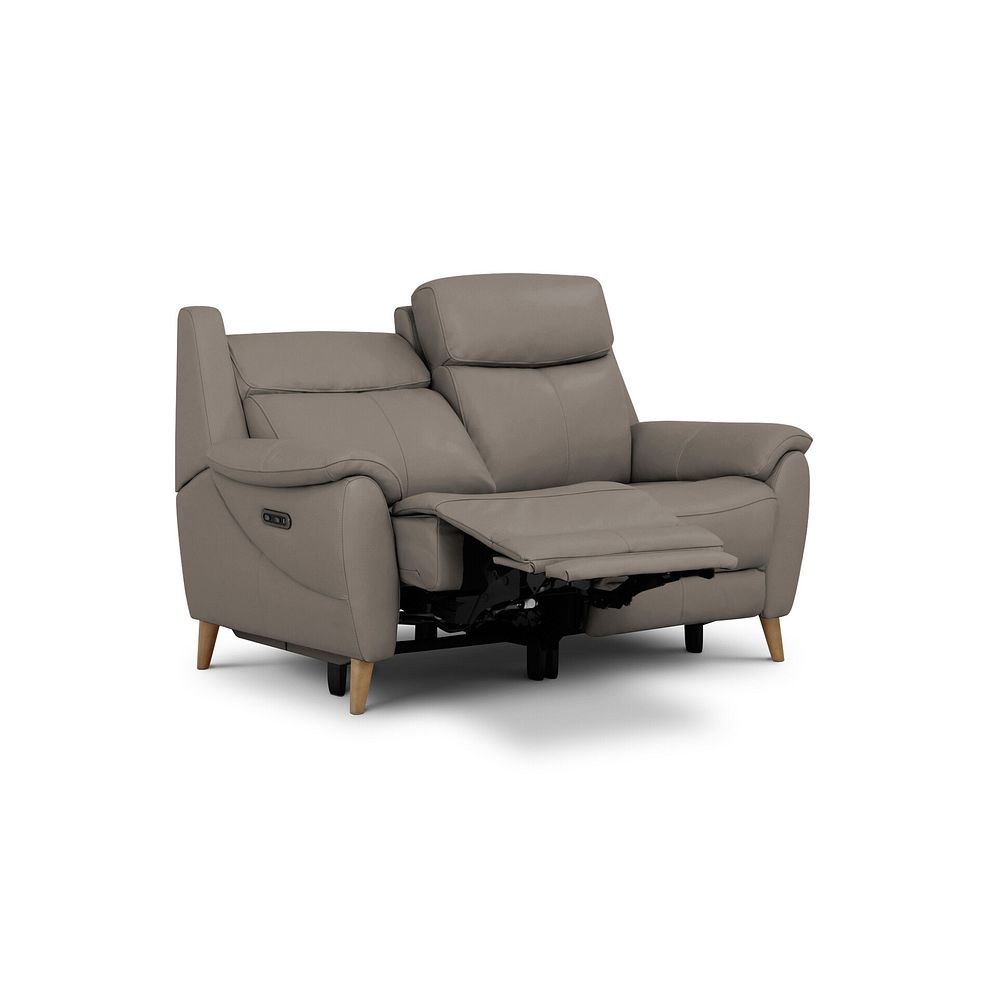 Brunel 2 Seater Recliner Sofa with Adjustable Power Headrest and Lumbar Support in Oyster Leather 3