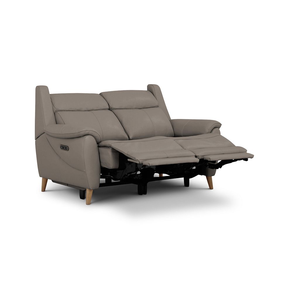 Brunel 2 Seater Recliner Sofa with Adjustable Power Headrest and Lumbar Support in Oyster Leather 4