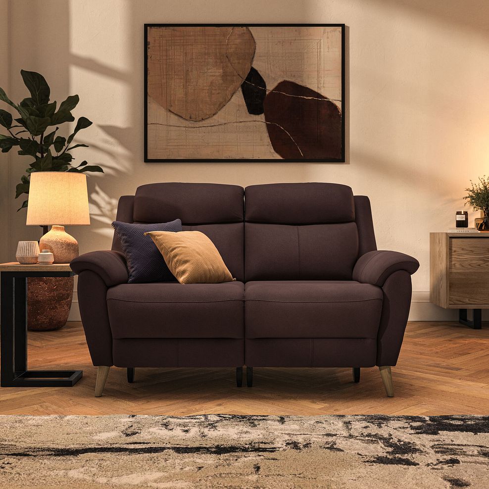 Brunel 2 Seater Recliner Sofa with Speakers in Chestnut Leather 3