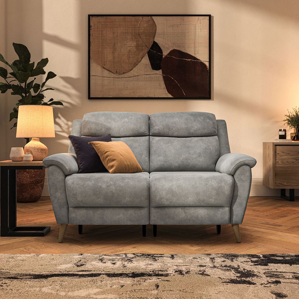 Brunel 2 Seater Recliner Sofa with Speakers in Dexter Stone Fabric 3