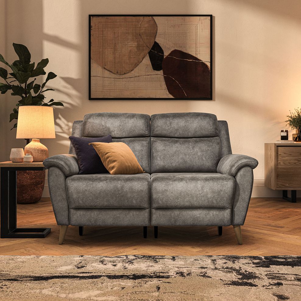 Brunel 2 Seater Recliner Sofa with Speakers in Marble Mink Fabric 3