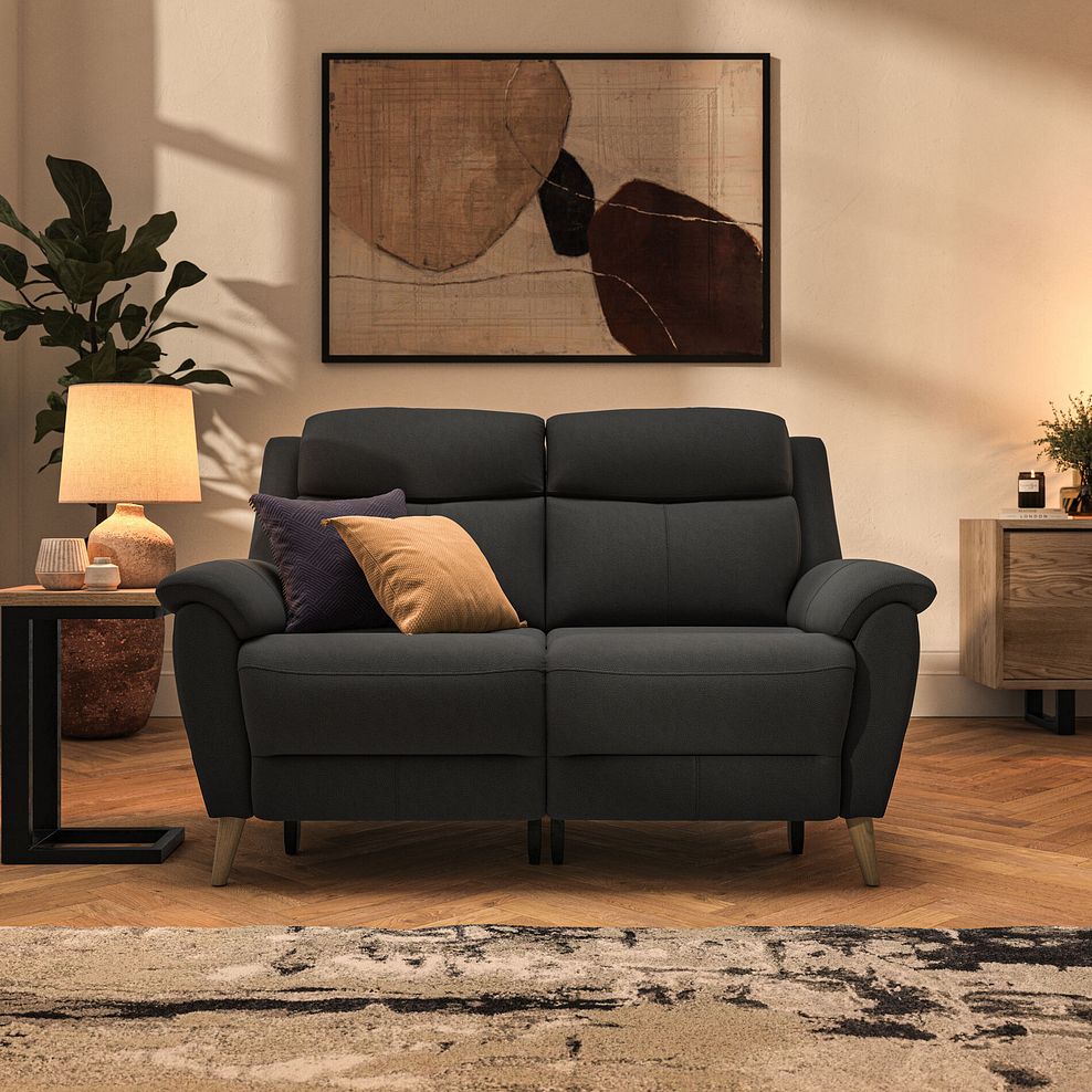 Brunel 2 Seater Recliner Sofa with Speakers in Storm Leather 3