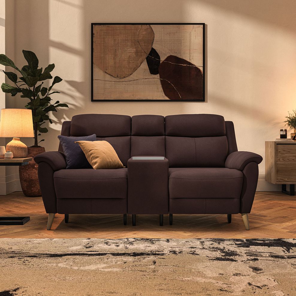 Brunel 2.5 Seater Recliner Sofa, Smart Screen & Speakers in Chestnut Leather 3