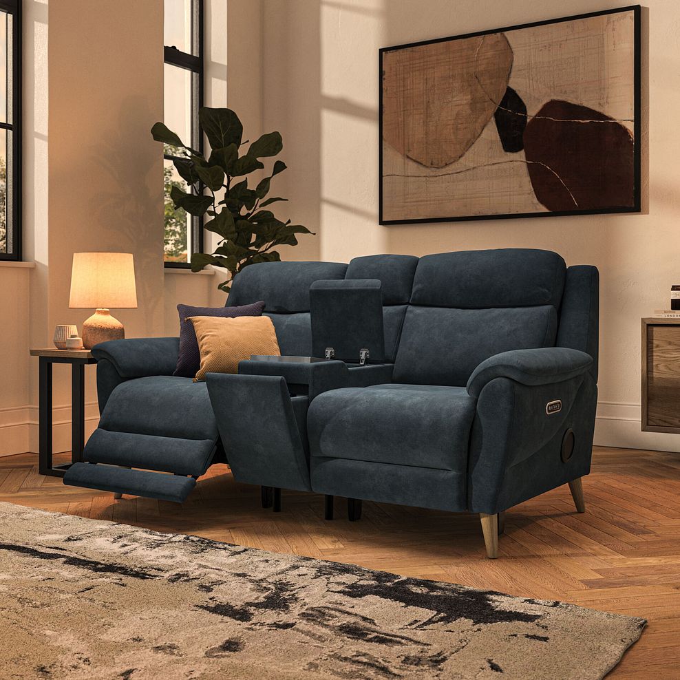 Brunel 2.5 Seater Recliner Sofa, Smart Screen & Speakers in Dexter Shadow Fabric 2