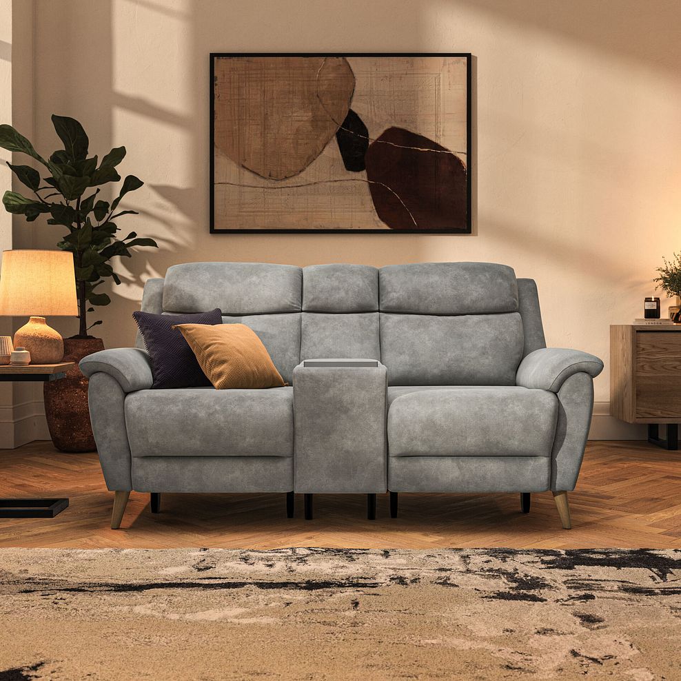 Brunel 2.5 Seater Recliner Sofa, Smart Screen & Speakers in Dexter Stone Fabric 3