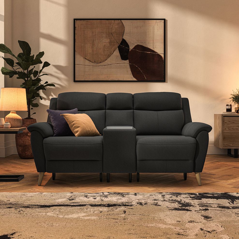Brunel 2.5 Seater Recliner Sofa, Smart Screen & Speakers in Storm Leather 3