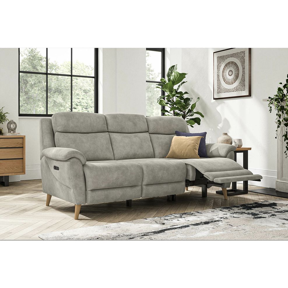 Brunel 3 Seater Electric Recliner Sofa in Dexter Stone Fabric 1