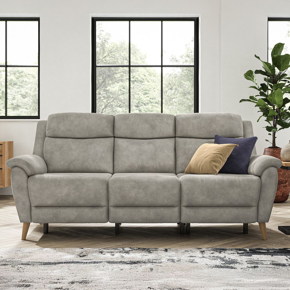 Brunel 3 Seater Electric Recliner Sofa in Dexter Stone Fabric 3