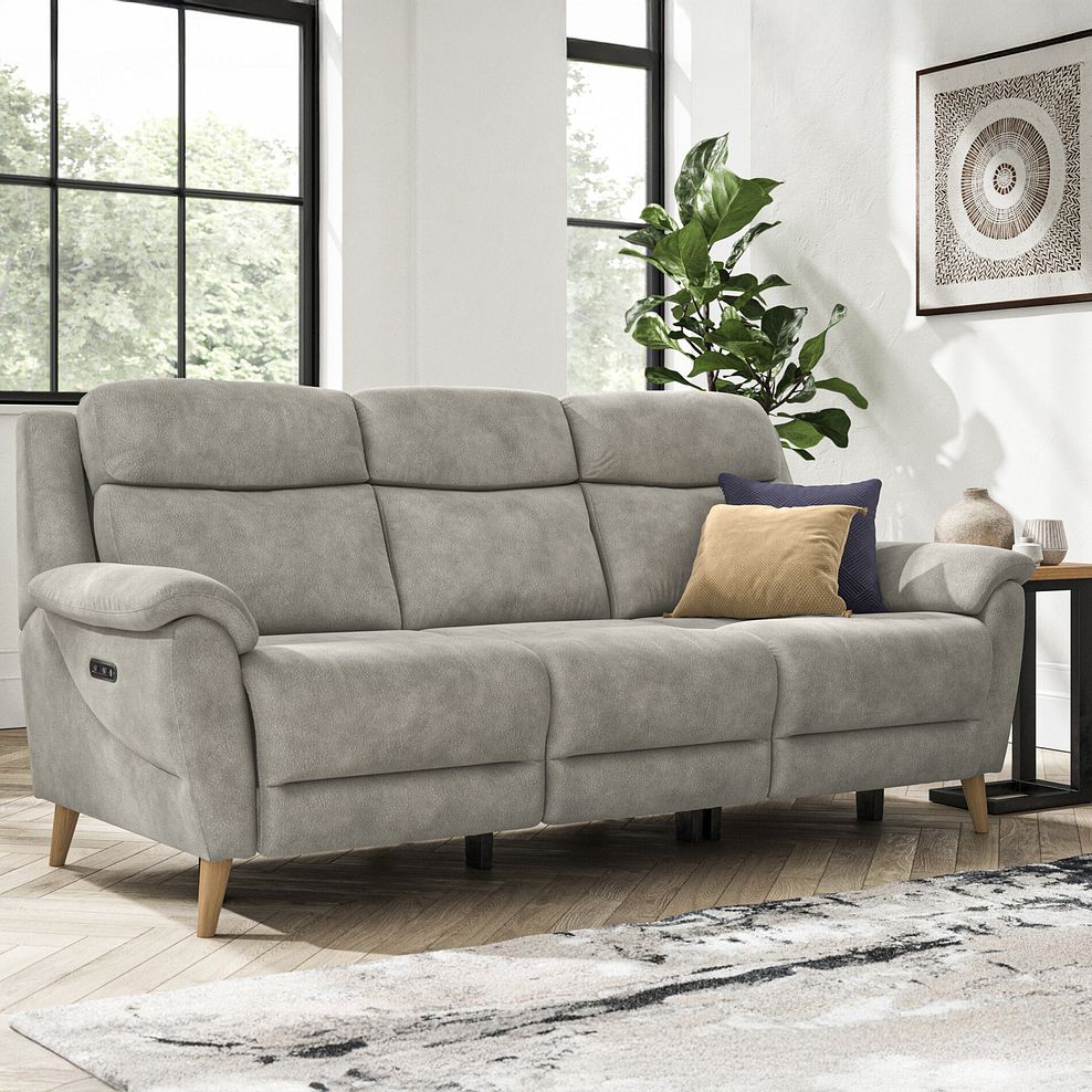 Brunel 3 Seater Electric Recliner Sofa in Dexter Stone Fabric 2