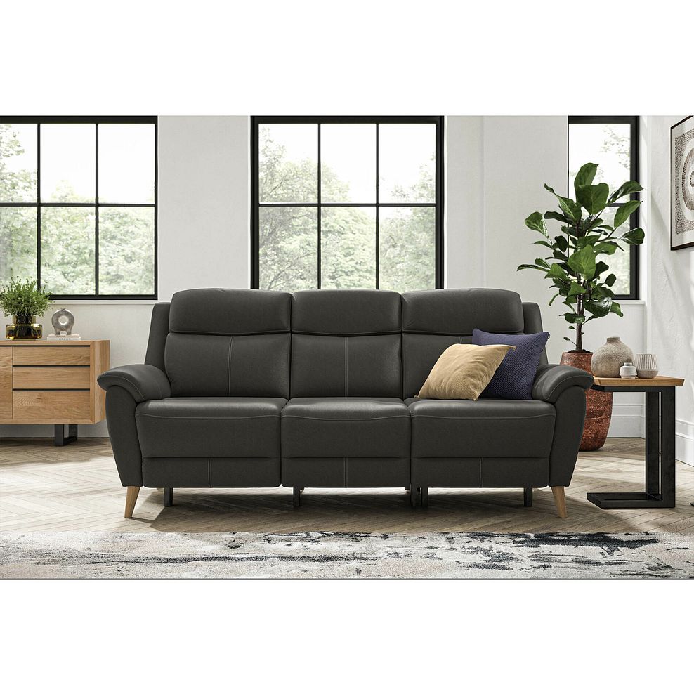 Brunel 3 Seater Electric Recliner Sofa in Storm Leather 3