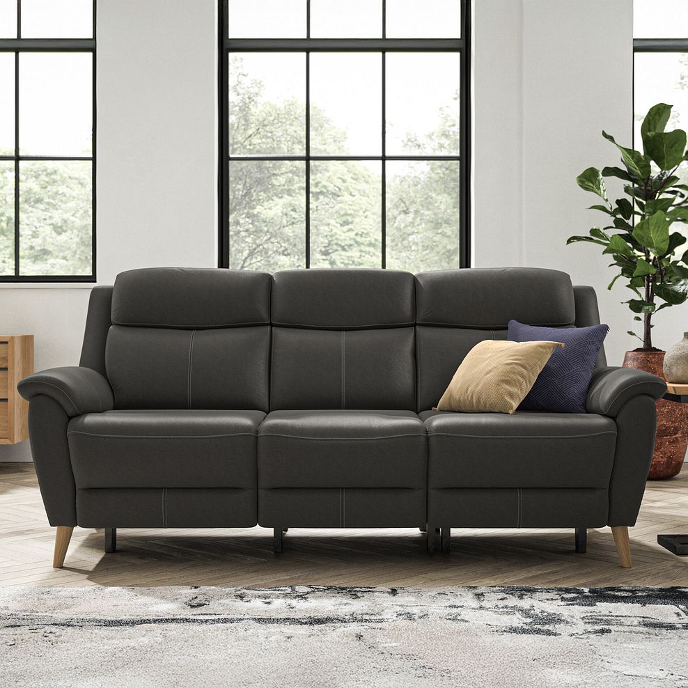 Brunel 3 Seater Electric Recliner Sofa in Storm Leather 3