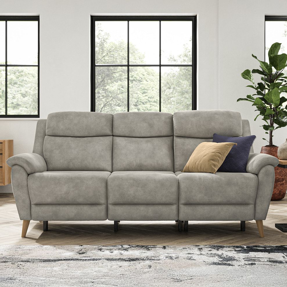 Brunel 3 Seater Electric Recliner Sofa with Multifunctional Middle Seat in Dexter Stone Fabric 4