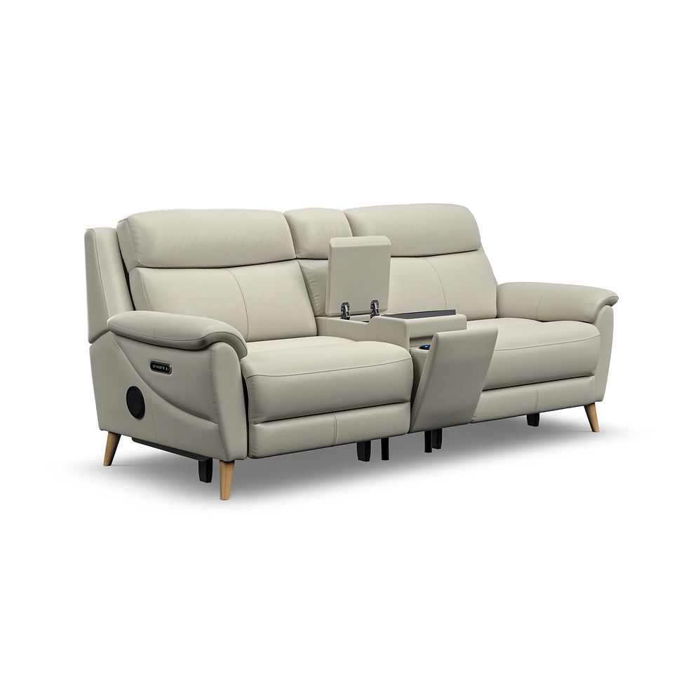 Brunel 2.5 Seater Recliner Sofa, Smart Screen & Speakers in Bone China Leather 2
