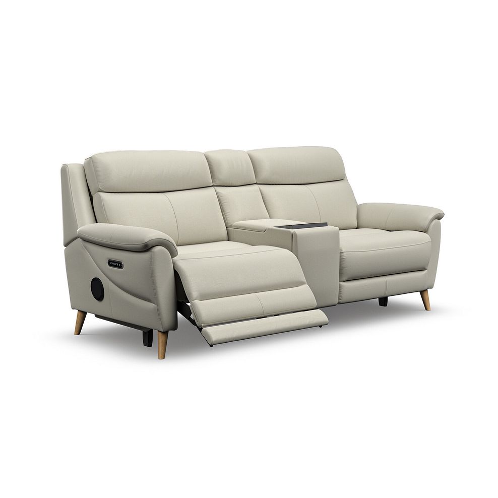 Brunel 2.5 Seater Recliner Sofa, Smart Screen & Speakers in Bone China Leather 3