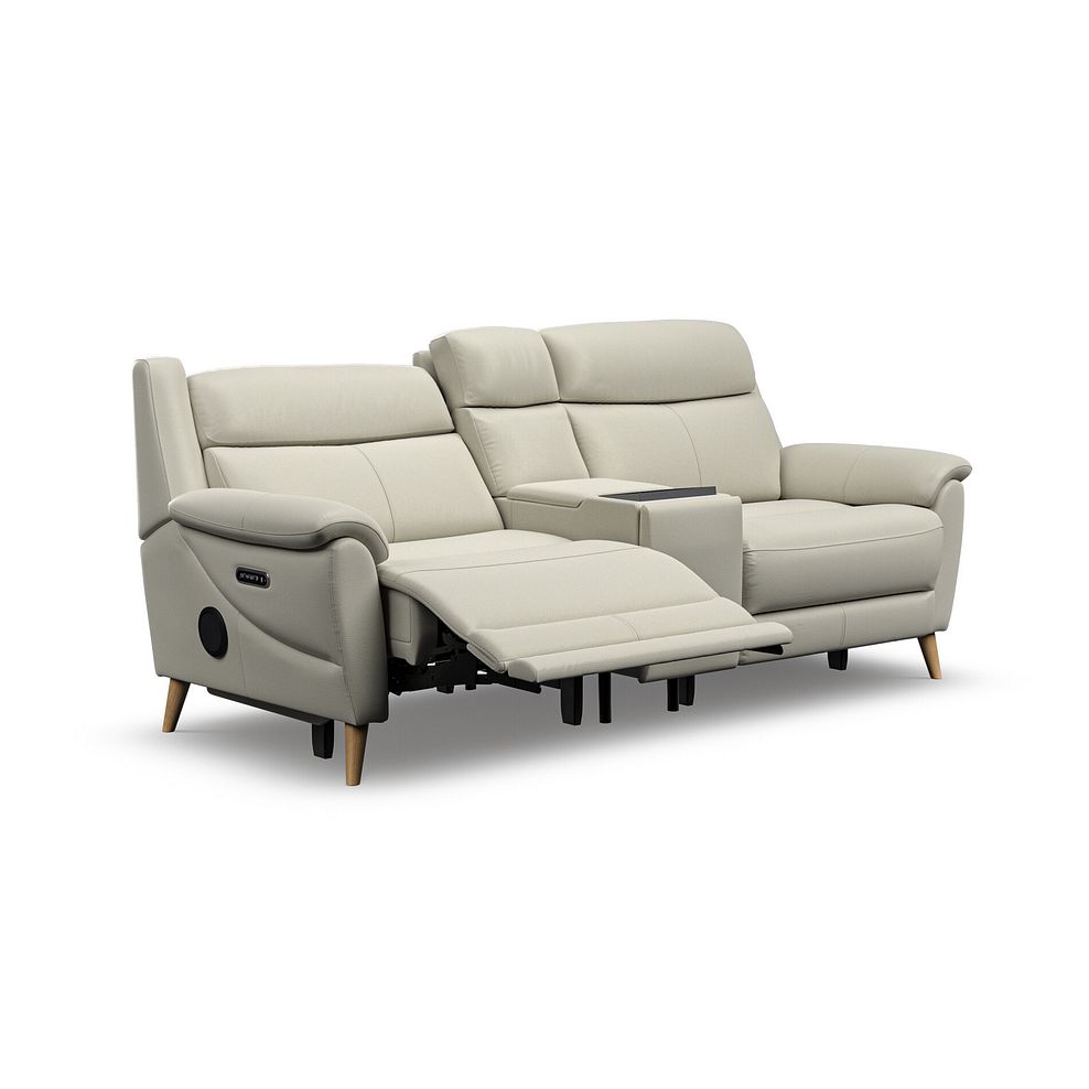 Brunel 2.5 Seater Recliner Sofa, Smart Screen & Speakers in Bone China Leather 4
