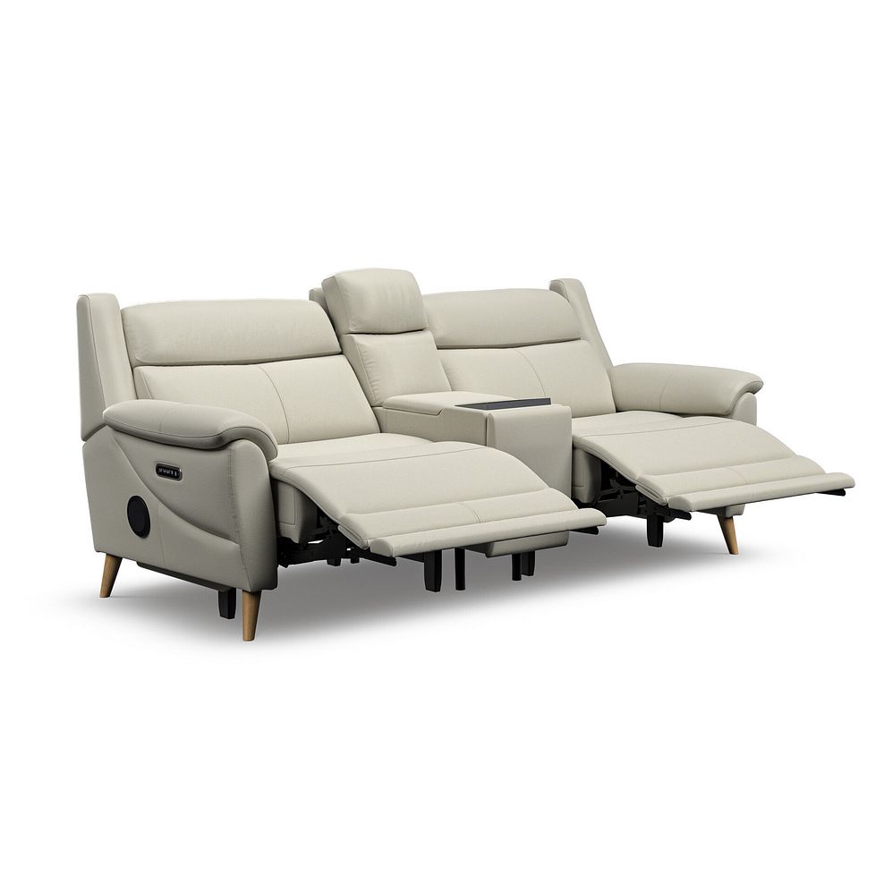 Brunel 2.5 Seater Recliner Sofa, Smart Screen & Speakers in Bone China Leather 5