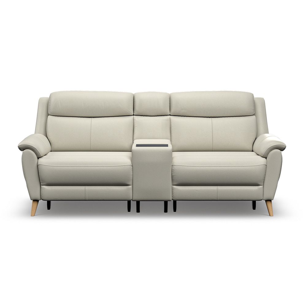 Brunel 2.5 Seater Recliner Sofa, Smart Screen & Speakers in Bone China Leather 6