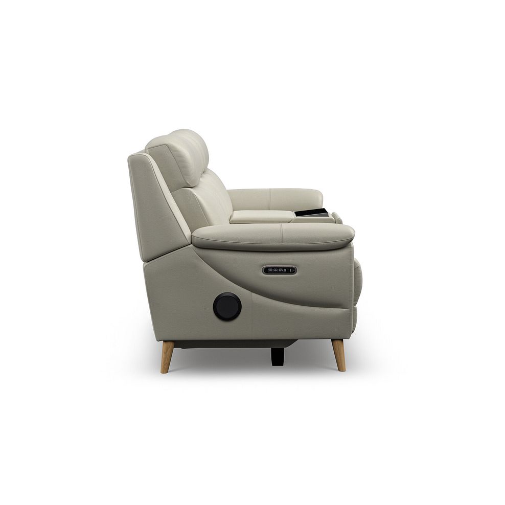 Brunel 2.5 Seater Recliner Sofa, Smart Screen & Speakers in Bone China Leather 8