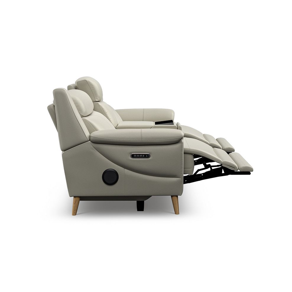 Brunel 2.5 Seater Recliner Sofa, Smart Screen & Speakers in Bone China Leather 9